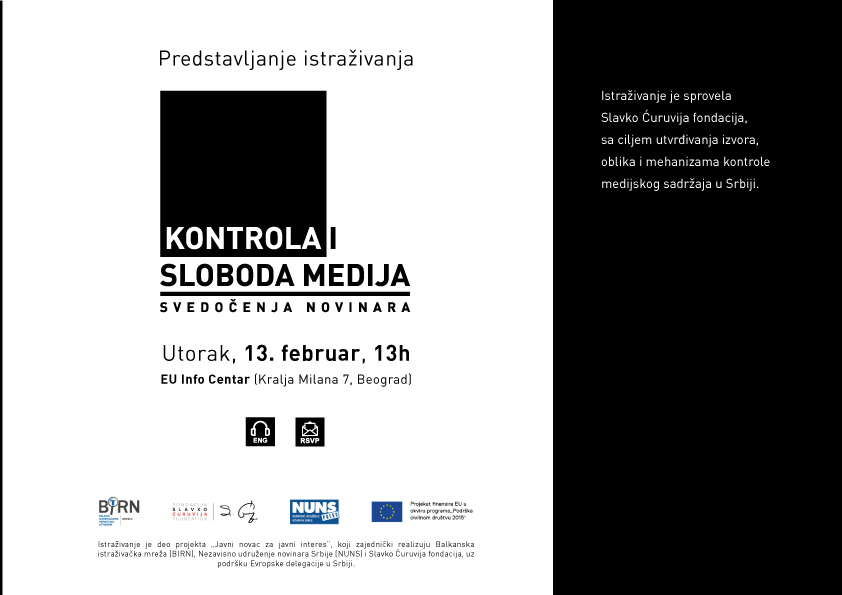 Kontrola i sloboda medija - SCF - 13. februar 13h - pozivnica